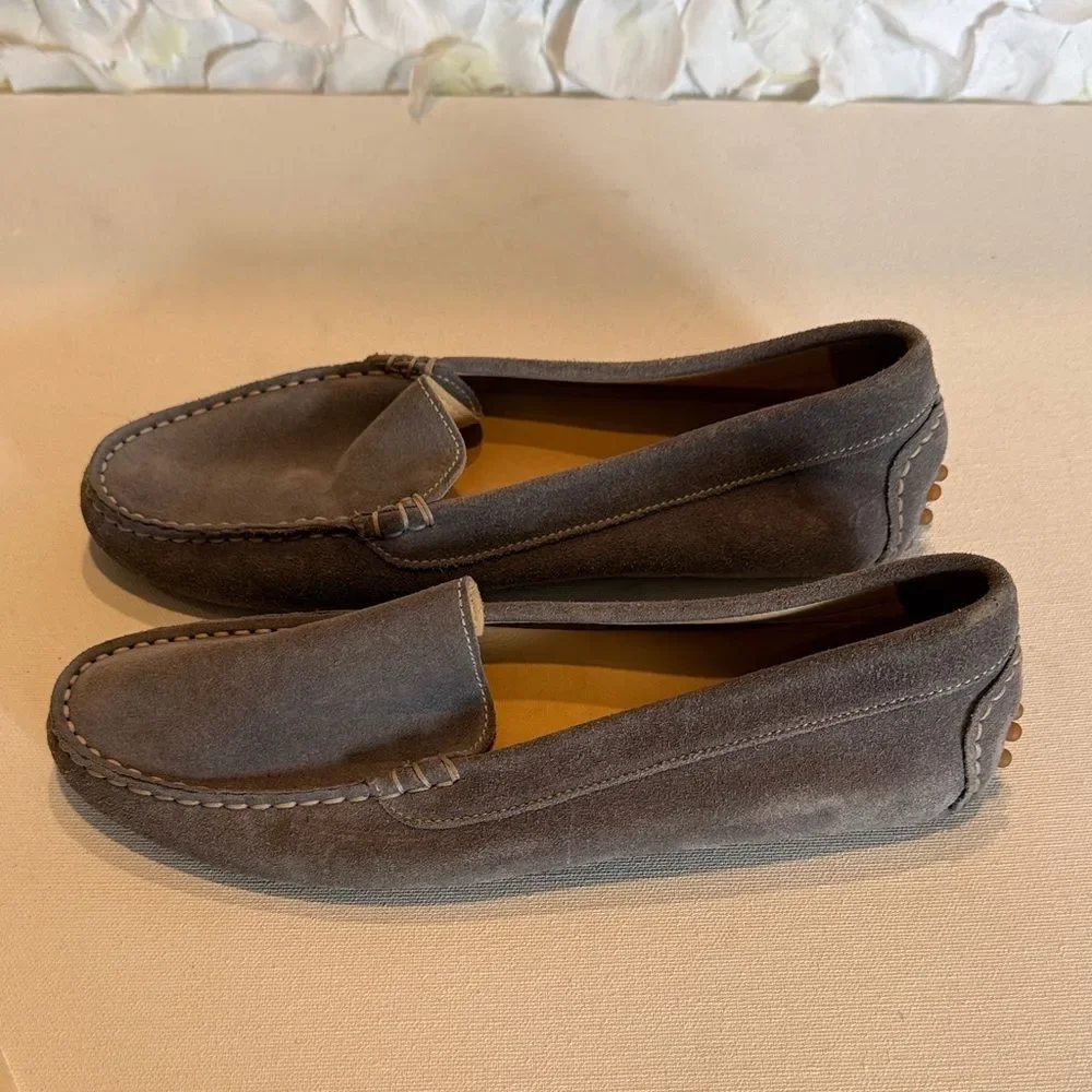 Men's Suede Slip-On Loafers in Charcoal Gray